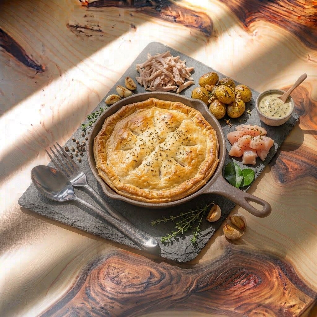 PATE AU POULET ET GRELOTS ROTIES AUX FINES HERBES