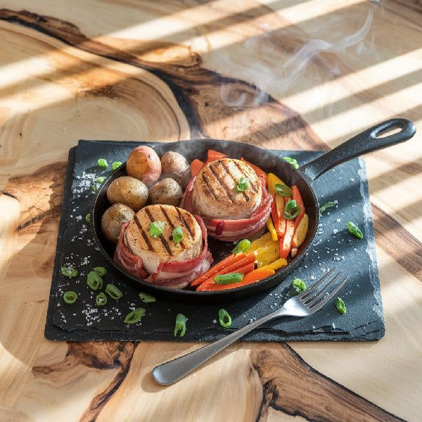 2 Plats Tournedos BBQ (poulet, bacon, jardinière de légumes, patates) PROMO 800 g