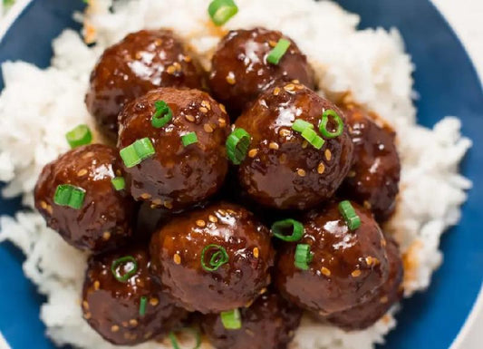 Boulettes de porc teriyaki sur riz et légumes 400 g