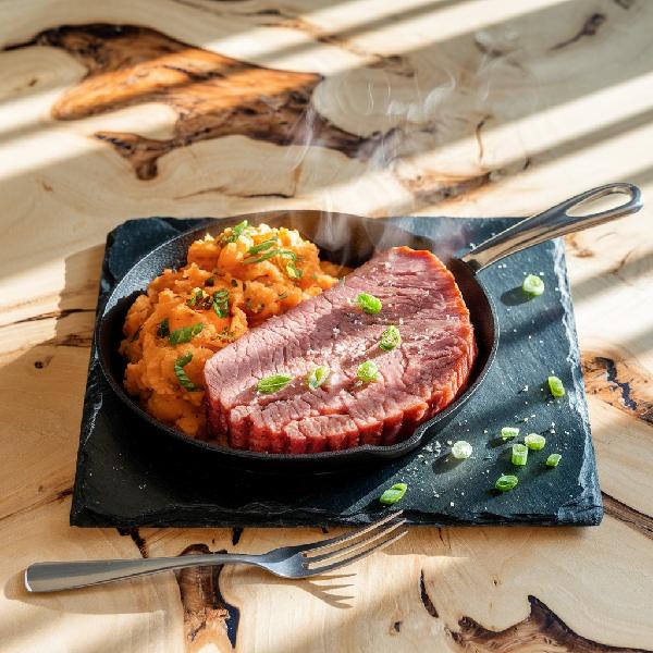 Steak de jambon à l'érable & Purée de légumes  400 g