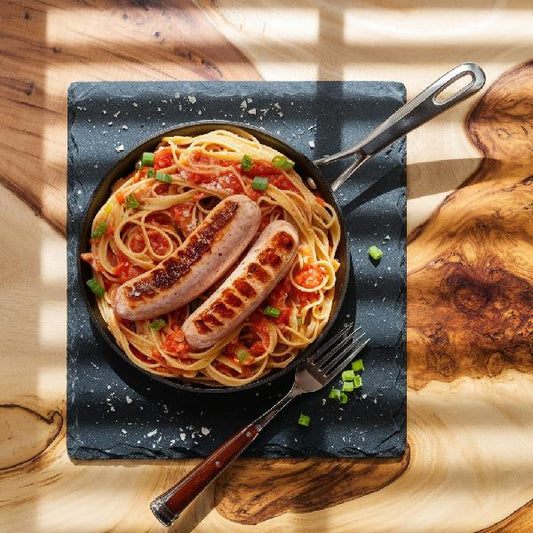 Saucisses italiennes douces (2), frites et légumes 400 g