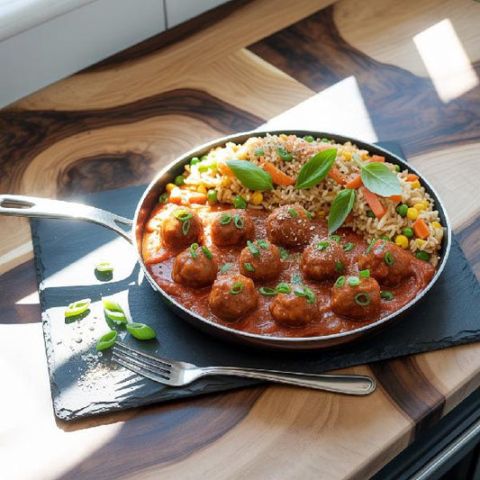 Boulettes de saucisse, sauce tomate et riz aux légumes 400 g